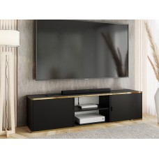 Atvērts TV galdiņš ar zelta malu LUNO 3, Melns